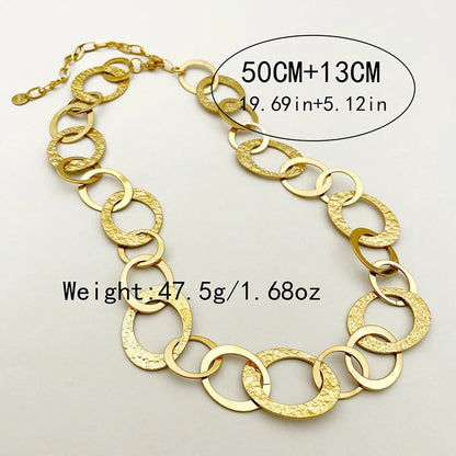 Wholesale Jewelry Hip-Hop Simple Style Roman Style Oval 304 Stainless Steel 14K Gold Plated Patchwork Hollow Out Necklace