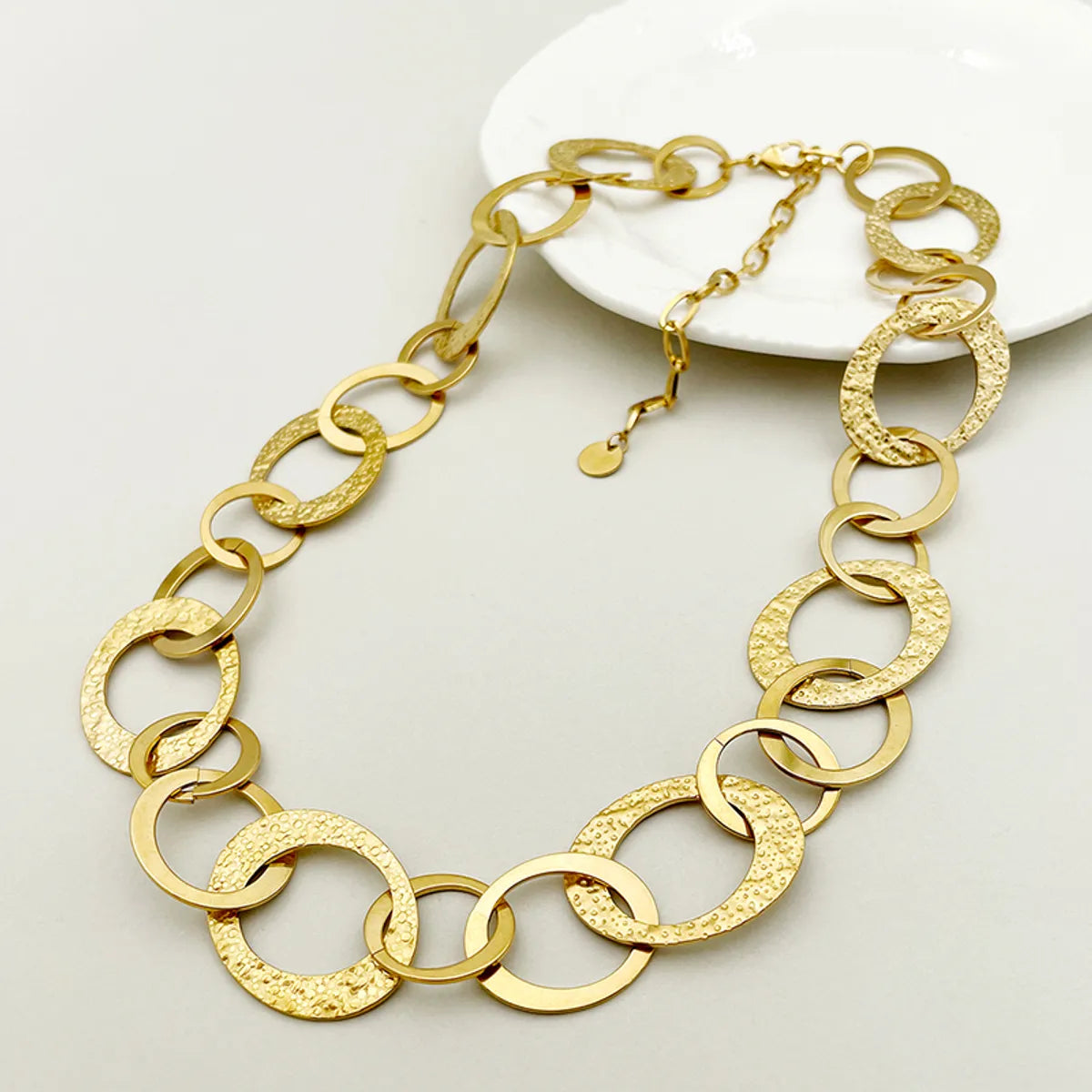 Wholesale Jewelry Hip-Hop Simple Style Roman Style Oval 304 Stainless Steel 14K Gold Plated Patchwork Hollow Out Necklace