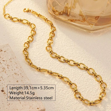 Wholesale Jewelry Hip-Hop Streetwear Cool Style Solid Color 304 Stainless Steel 18K Gold Plated Jewelry Set