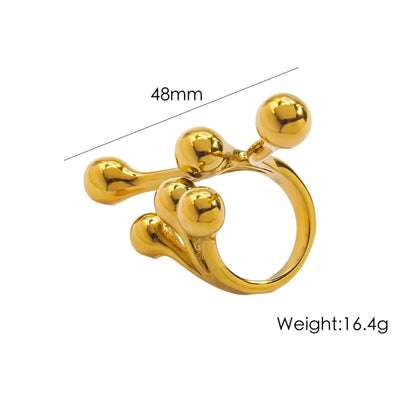 Wholesale Jewelry Hip-Hop Streetwear Lines 304 Stainless Steel 14K Gold Plated Plating Open Rings