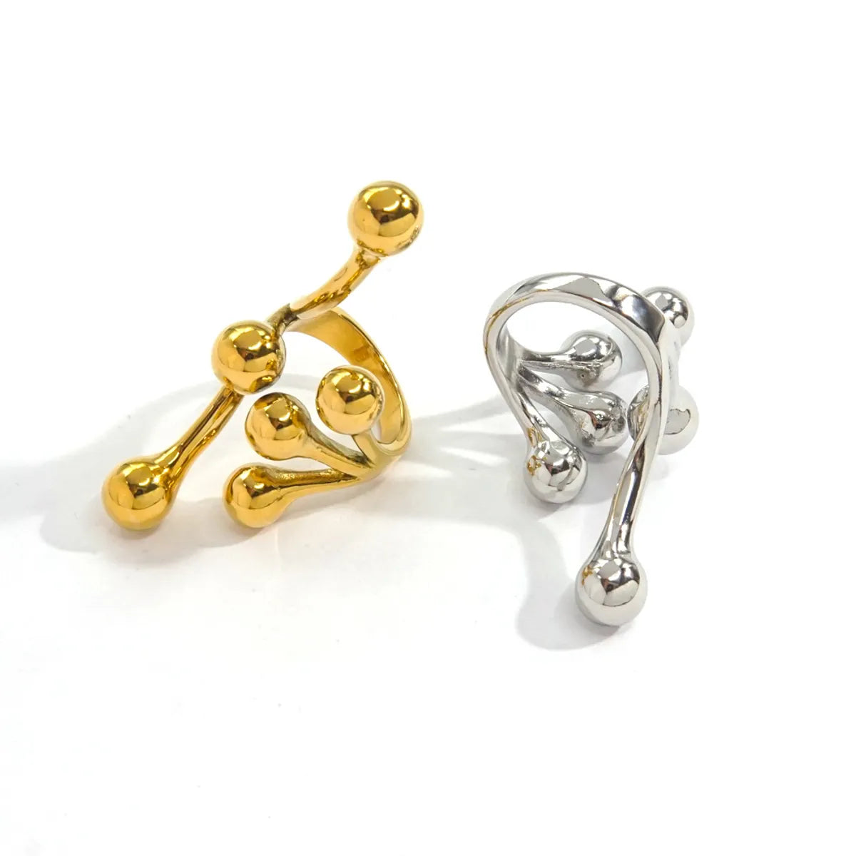 Wholesale Jewelry Hip-Hop Streetwear Lines 304 Stainless Steel 14K Gold Plated Plating Open Rings