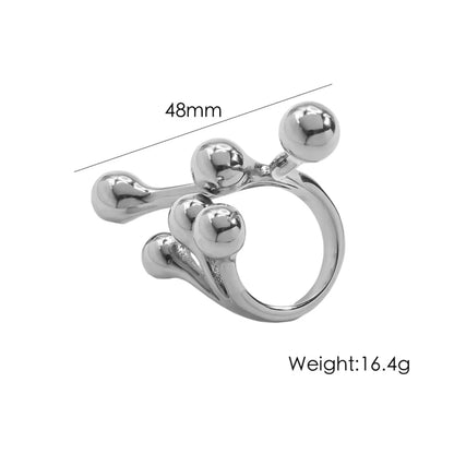 Wholesale Jewelry Hip-Hop Streetwear Lines 304 Stainless Steel 14K Gold Plated Plating Open Rings