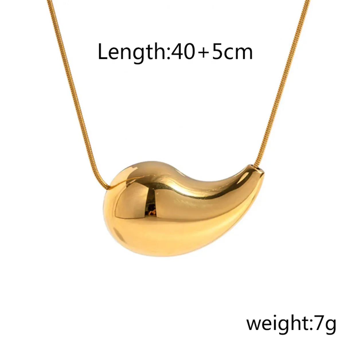 Wholesale Jewelry Hip-Hop Water Droplets 304 Stainless Steel Gold Plated Plating Pendant Necklace