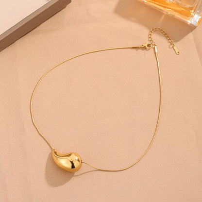 Wholesale Jewelry Hip-Hop Water Droplets 304 Stainless Steel Gold Plated Plating Pendant Necklace