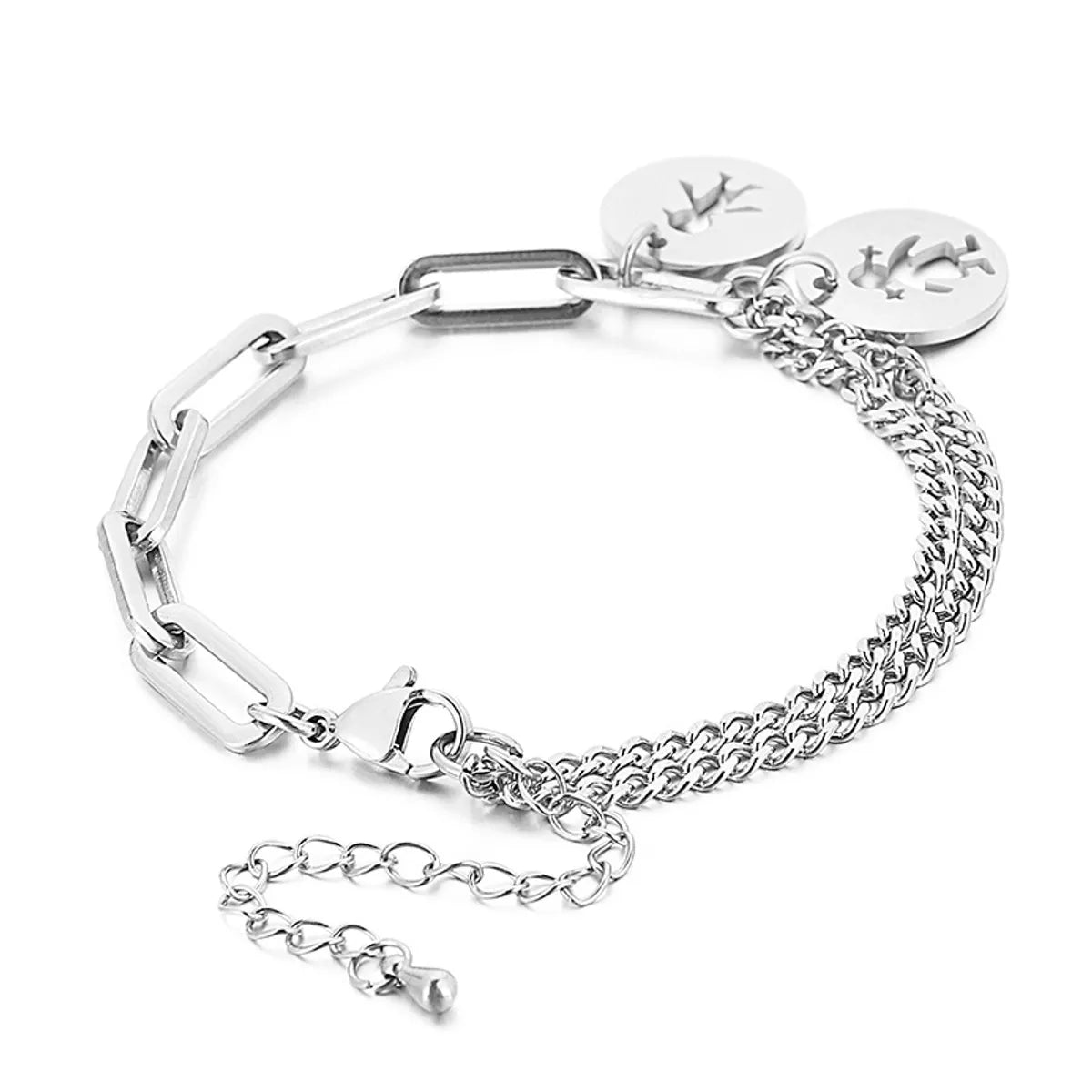 Europe And America Cross Border Round Brand Boys And Girls Hollow Pattern Bracelet Titanium Steel Women's Valentine's Day Asymmetric Bracelet Ornament