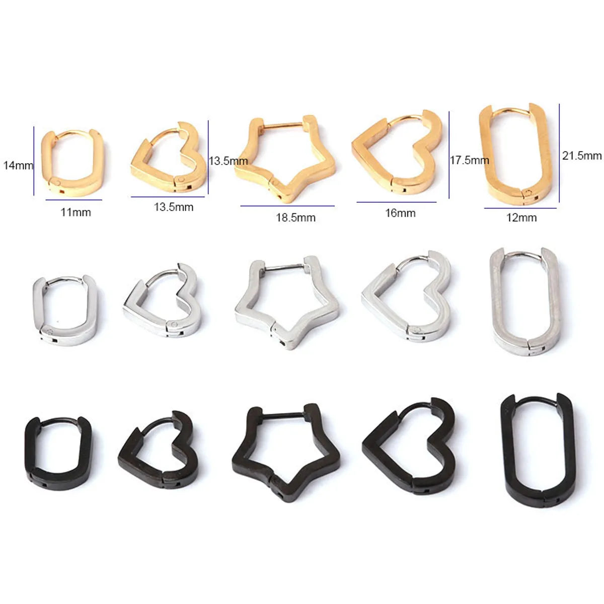 Ear Cartilage Rings & Studs Fashion Geometric 316 Stainless Steel  Plating