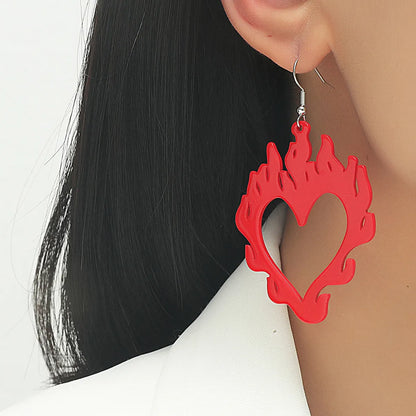 Wholesale Jewelry Hollow Heart Flame Pendant Earrings Gooddiy