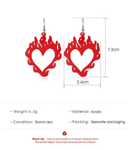 Wholesale Jewelry Hollow Heart Flame Pendant Earrings Gooddiy