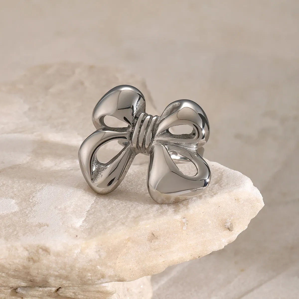 Wholesale Jewelry IG Style Bow Knot 316 Stainless Steel  Open Rings