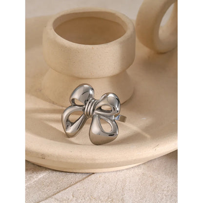 Wholesale Jewelry IG Style Bow Knot 316 Stainless Steel  Open Rings