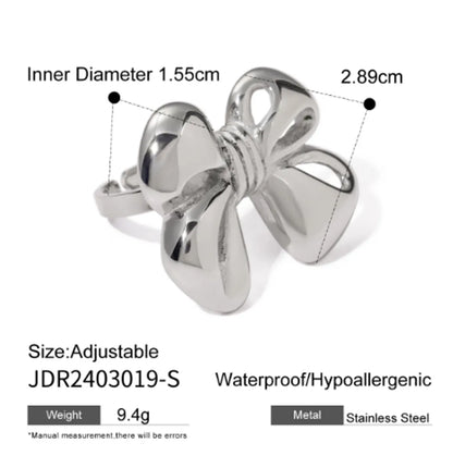 Wholesale Jewelry IG Style Bow Knot 316 Stainless Steel  Open Rings