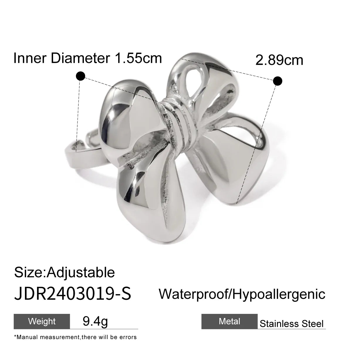 Wholesale Jewelry IG Style Bow Knot 316 Stainless Steel  Open Rings