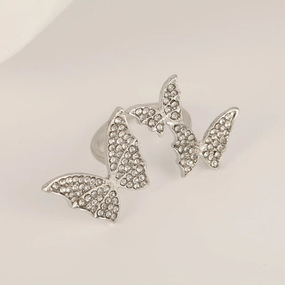 Wholesale Jewelry IG Style Butterfly Alloy Zircon Inlay Open Rings