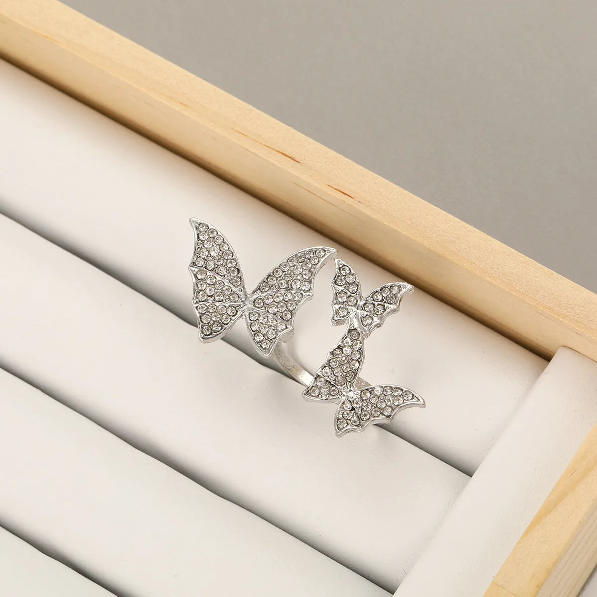 Wholesale Jewelry IG Style Butterfly Alloy Zircon Inlay Open Rings