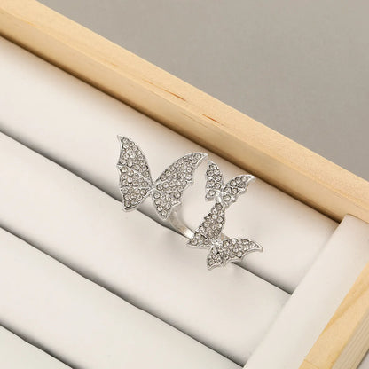 Wholesale Jewelry IG Style Butterfly Alloy Zircon Inlay Open Rings