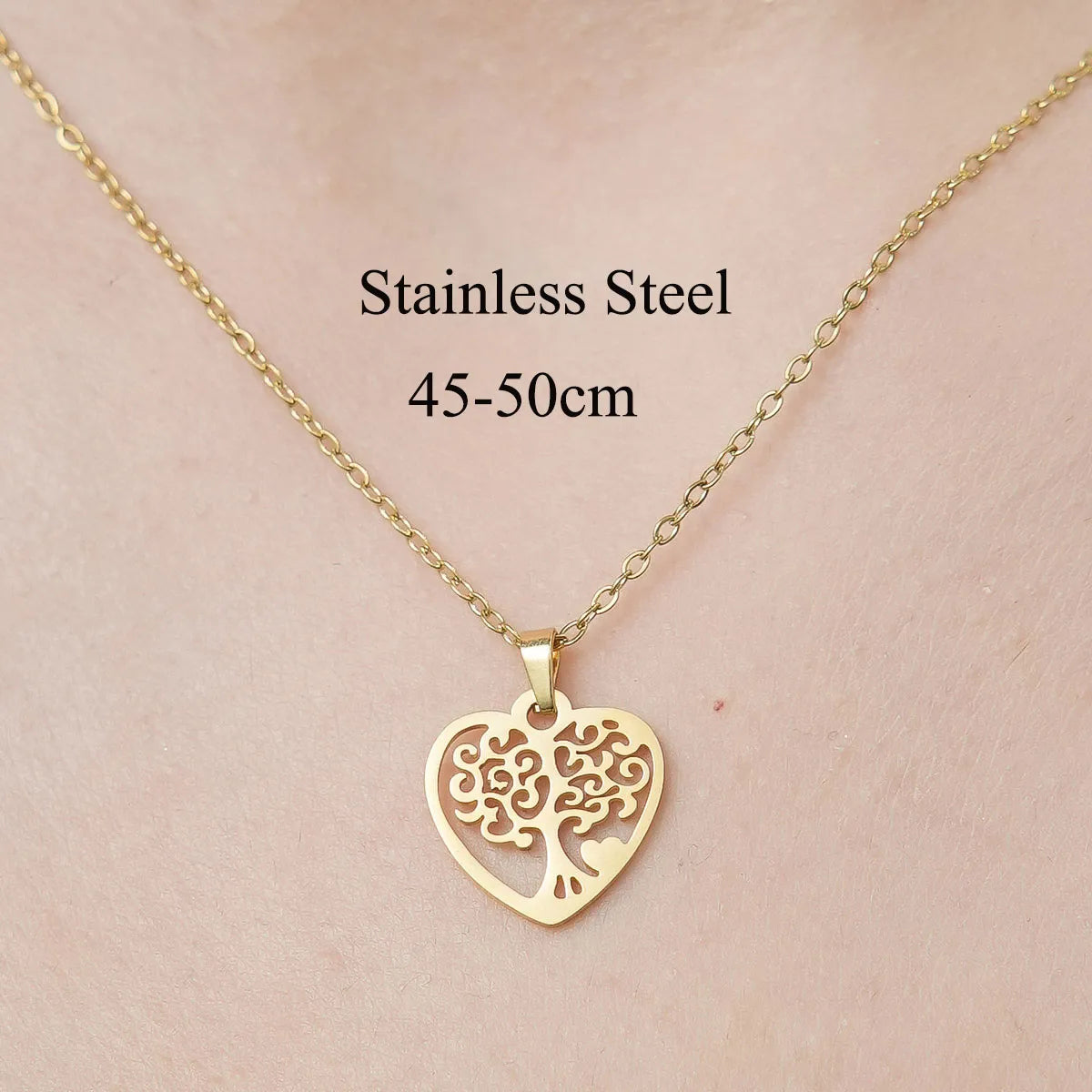 Wholesale Jewelry IG Style Casual  Palm Tree 201 Stainless Steel 18K Gold Plated Polishing Hollow Out Pendant Necklace