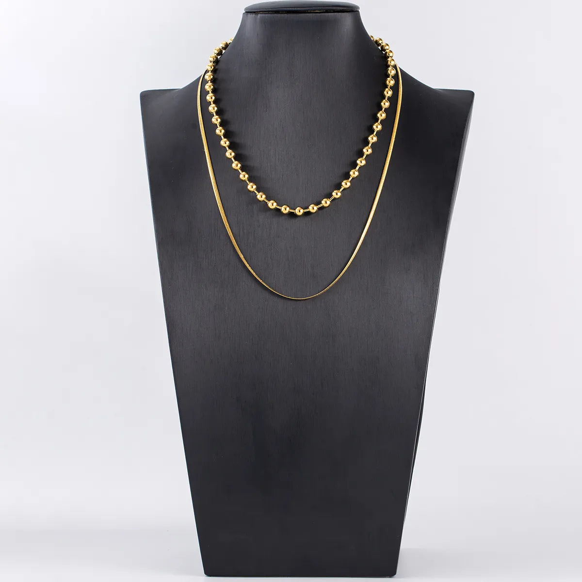 Wholesale Jewelry IG Style Casual Geometric 304 Stainless Steel 18K Gold Plated Polishing Double Layer Necklaces