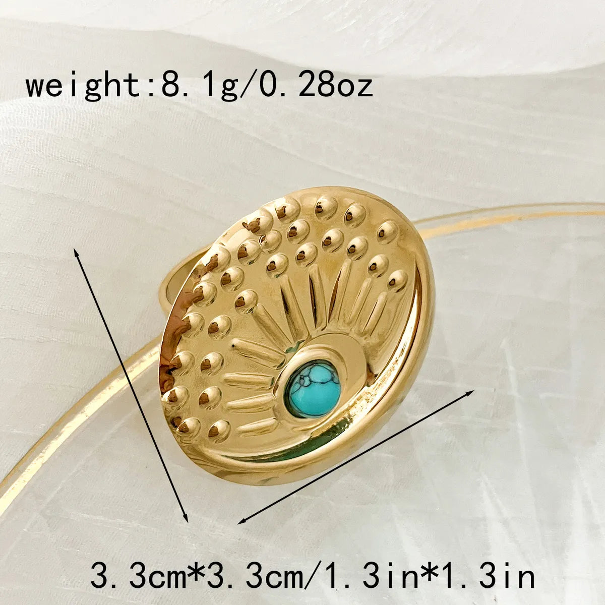 Wholesale Jewelry IG Style Casual Korean Style Oval Heart Shape Eagle 304 Stainless Steel Turquoise 14K Gold Plated Inlay Open Rings Rings