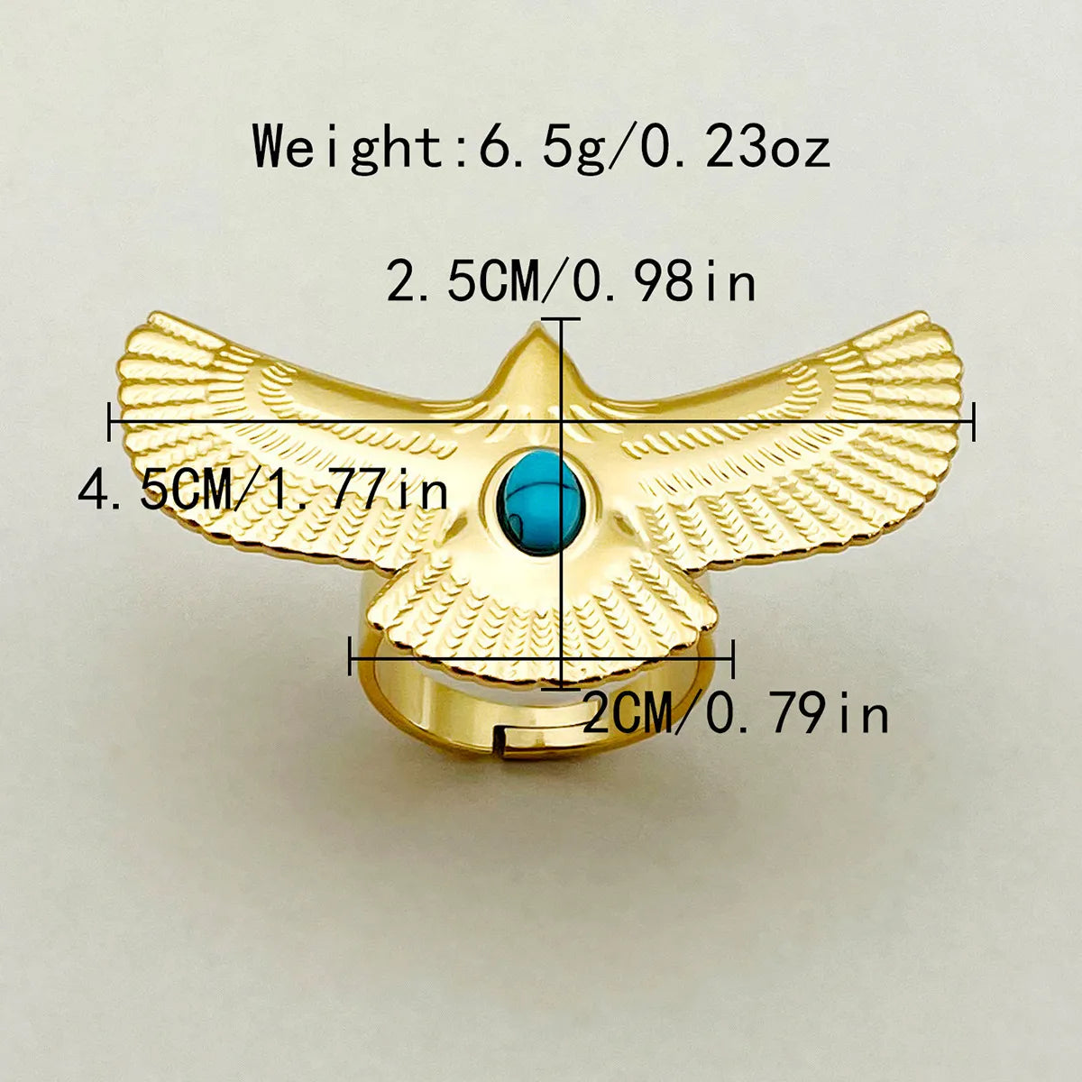 Wholesale Jewelry IG Style Casual Korean Style Oval Heart Shape Eagle 304 Stainless Steel Turquoise 14K Gold Plated Inlay Open Rings Rings