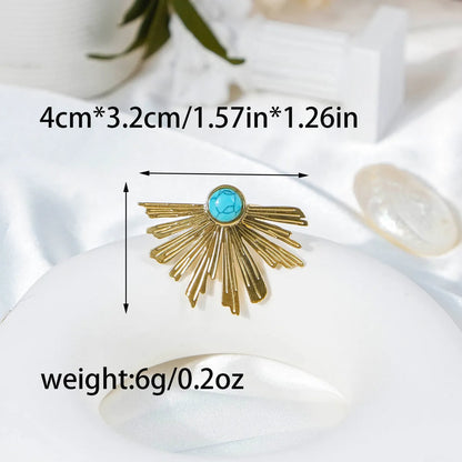 Wholesale Jewelry IG Style Casual Korean Style Oval Heart Shape Eagle 304 Stainless Steel Turquoise 14K Gold Plated Inlay Open Rings Rings