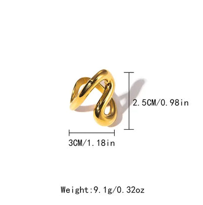 Wholesale Jewelry IG Style Casual Korean Style S Shape Irregular Solid Color 304 Stainless Steel 14K Gold Plated Plating Rings