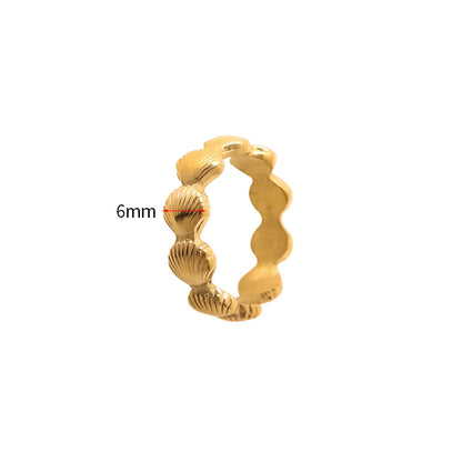 Wholesale Jewelry IG Style Casual Marine Style Shell 304 Stainless Steel 18K Gold Plated Rings