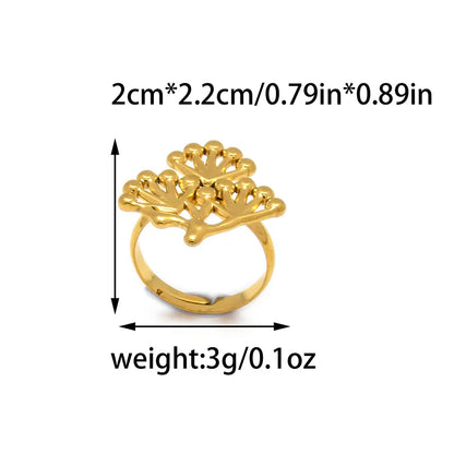 Wholesale Jewelry IG Style Casual Pastoral Sunflower Leaves Flower 304 Stainless Steel 14K Gold Plated Open Rings