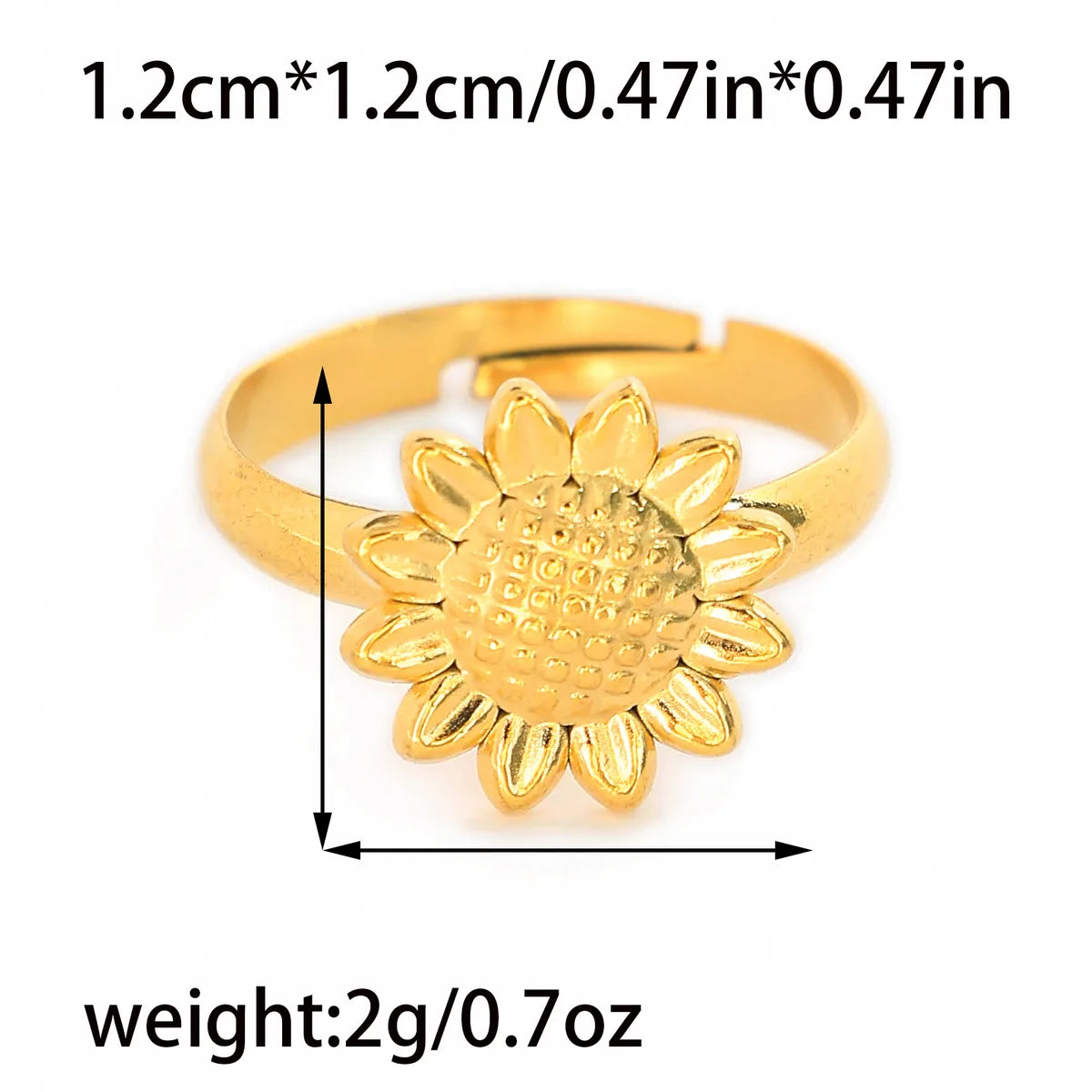 Wholesale Jewelry IG Style Casual Pastoral Sunflower Leaves Flower 304 Stainless Steel 14K Gold Plated Open Rings