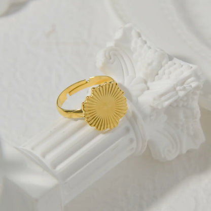 Wholesale Jewelry IG Style Casual Pastoral Sunflower Leaves Flower 304 Stainless Steel 14K Gold Plated Open Rings