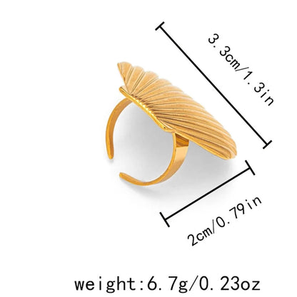 Wholesale Jewelry IG Style Casual Vacation Scallop Shell 304 Stainless Steel 14K Gold Plated Open Rings