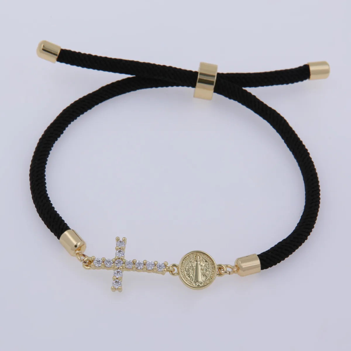 Wholesale Jewelry IG Style Classic Style Cross Rope Copper Zircon 18K Gold Plated Plating Inlay Drawstring Bracelets