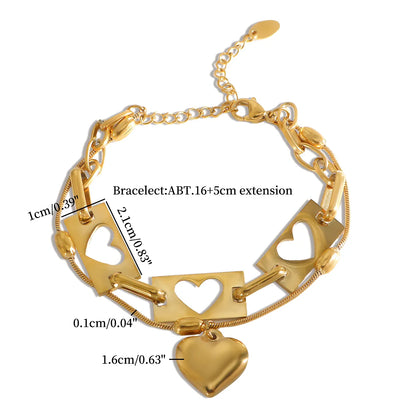 Wholesale Jewelry IG Style Classic Style Heart Shape 304 Stainless Steel Bracelets Necklace