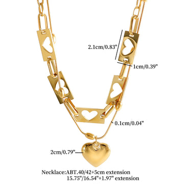 Wholesale Jewelry IG Style Classic Style Heart Shape 304 Stainless Steel Bracelets Necklace