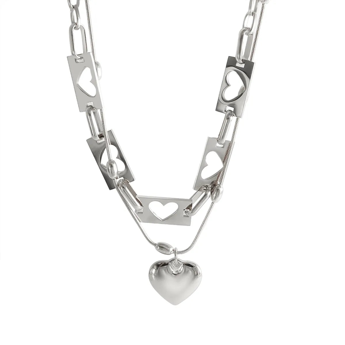 Wholesale Jewelry IG Style Classic Style Heart Shape 304 Stainless Steel Bracelets Necklace