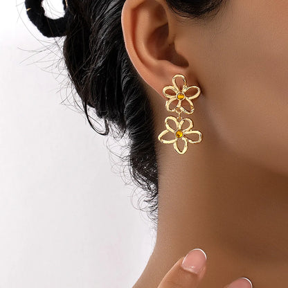 Wholesale Jewelry Ig Style Commute Korean Style Flower Alloy Plating Drop Earrings