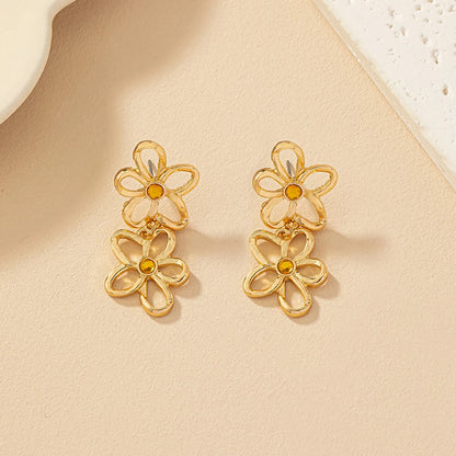 Wholesale Jewelry Ig Style Commute Korean Style Flower Alloy Plating Drop Earrings