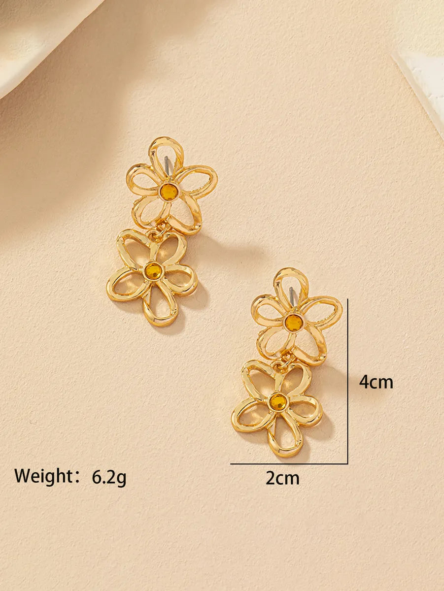 Wholesale Jewelry Ig Style Commute Korean Style Flower Alloy Plating Drop Earrings