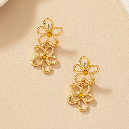 Wholesale Jewelry Ig Style Commute Korean Style Flower Alloy Plating Drop Earrings