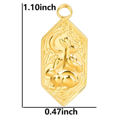 Wholesale Jewelry IG Style Cute Rabbit Moon 304 Stainless Steel 18K Gold Plated Pendant Necklace Necklace Pendant