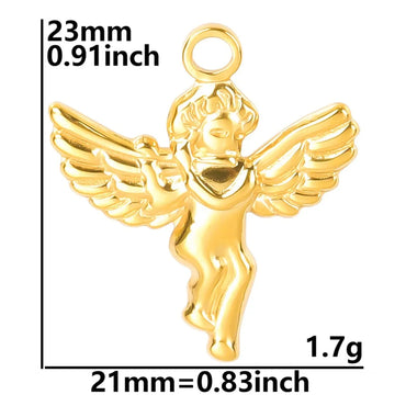 Wholesale Jewelry IG Style Cute Sweet Angel 304 Stainless Steel 18K Gold Plated Plating Pendant Necklace Necklace Pendant