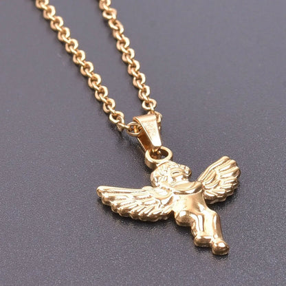 Wholesale Jewelry IG Style Cute Sweet Angel 304 Stainless Steel 18K Gold Plated Plating Pendant Necklace Necklace Pendant