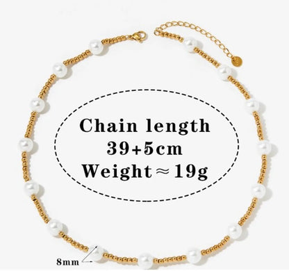 Wholesale Jewelry IG Style Elegant Color Block 304 Stainless Steel Shell Pearls 16K Gold Plated White Gold Plated Gold Plated Necklace