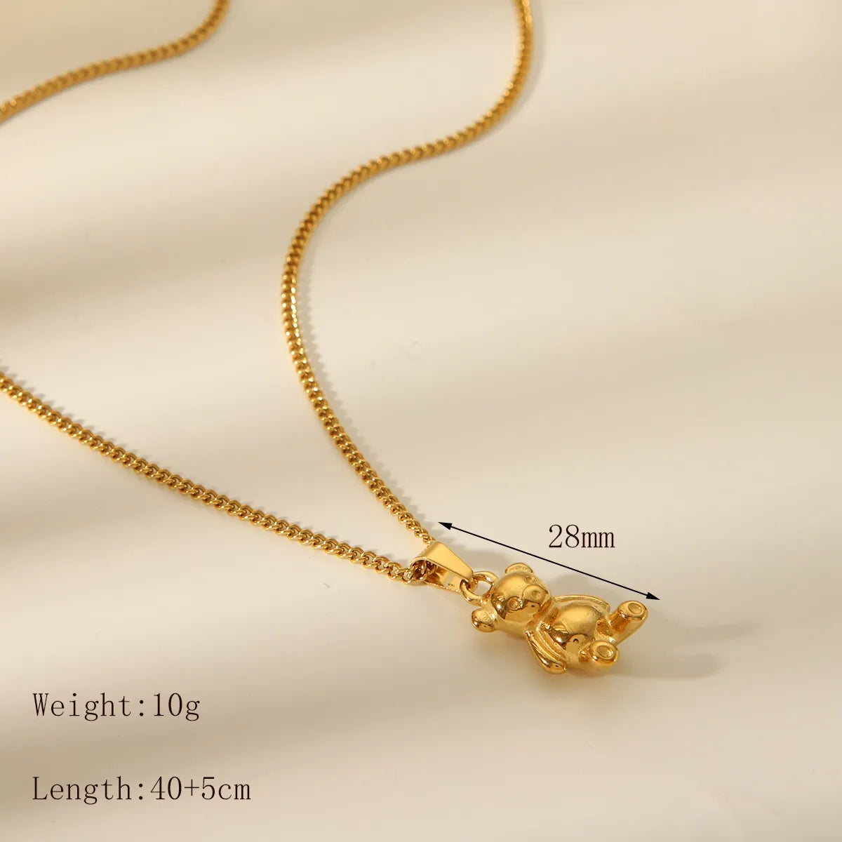 Wholesale Jewelry IG Style Elegant French Style Little Bear 304 Stainless Steel 18K Gold Plated Pendant Necklace