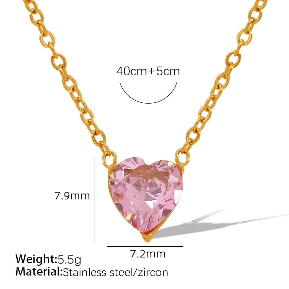 Wholesale Jewelry IG Style Elegant Romantic Heart Shape 304 Stainless Steel Zircon 18K Gold Plated Polishing Inlay Earrings Necklace