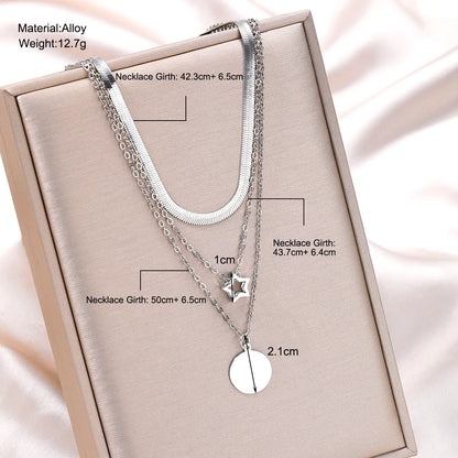 Wholesale Jewelry IG Style Elegant Round Star Alloy Three Layer Necklace