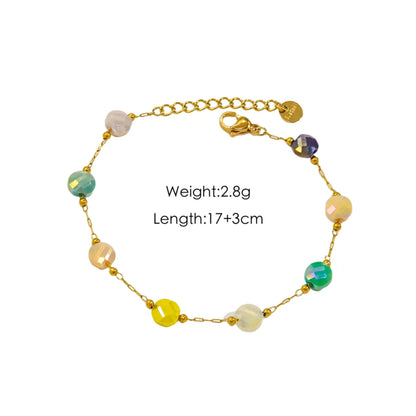 Wholesale Jewelry IG Style Elegant Simple Style Geometric 304 Stainless Steel 18K Gold Plated Beaded Bracelets Anklet Necklace