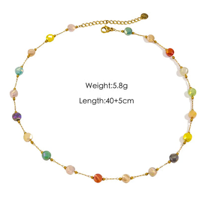 Wholesale Jewelry IG Style Elegant Simple Style Geometric 304 Stainless Steel 18K Gold Plated Beaded Bracelets Anklet Necklace