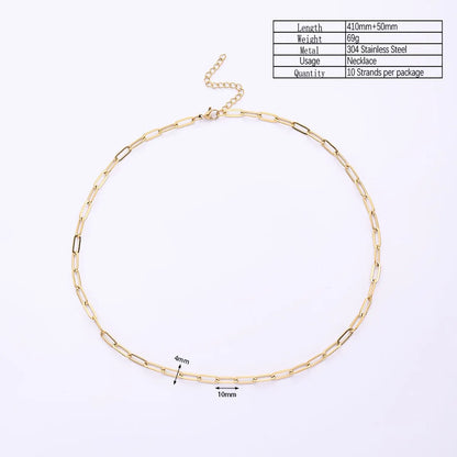 10 Strands/Package 41cm Long 304 Stainless Steel Gold Plated Solid Color Chain