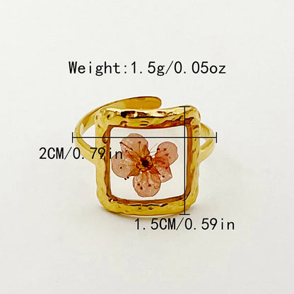 Wholesale Jewelry IG Style Elegant Sweet Square Heart Shape 304 Stainless Steel Fritillary 14K Gold Plated Plating Inlay Open Rings