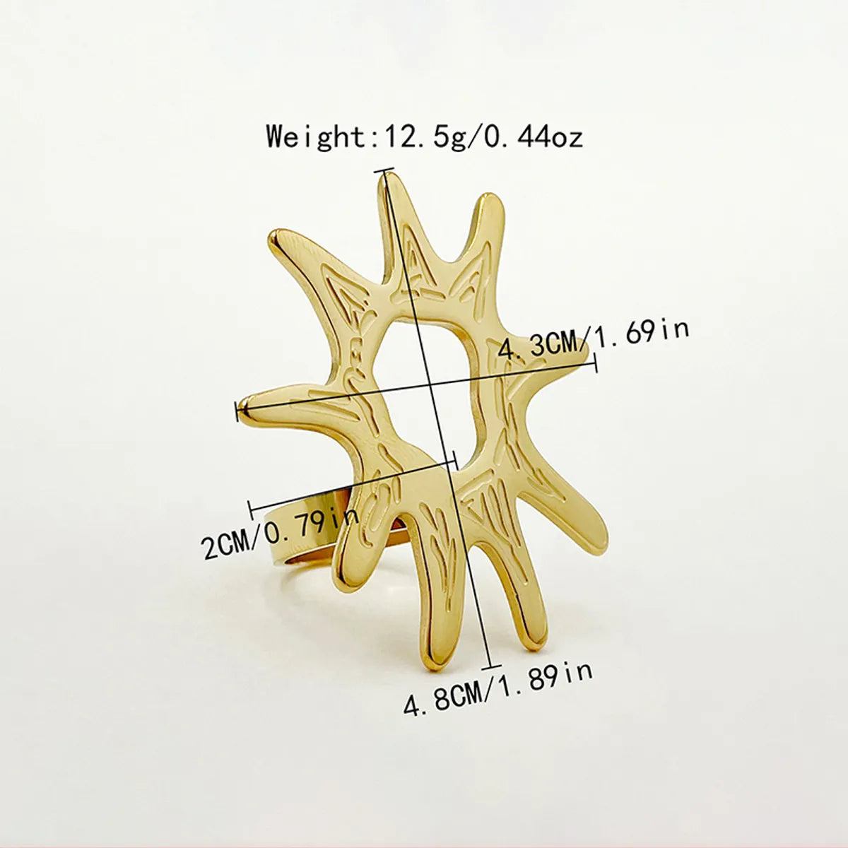 Wholesale Jewelry IG Style Exaggerated Tropical Sun 304 Stainless Steel 14K Gold Plated Plating Hollow Out Open Rings